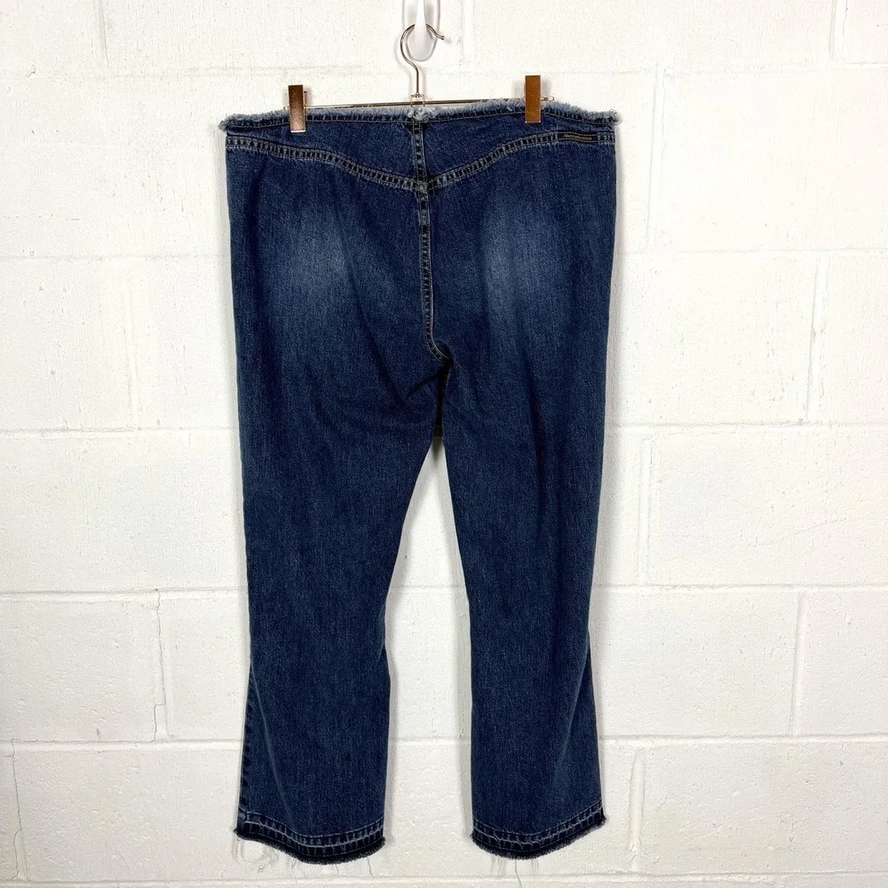 VTG Abercrombie Fitch Low‎ Rise Jeans Raw Waist Flare Button Fly Hippie Indie 12
